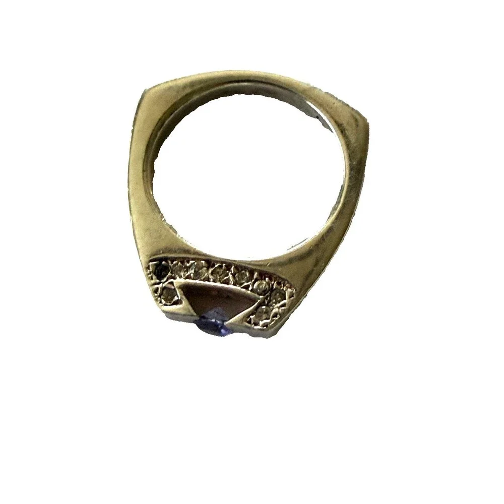Vintage Sterling Silver Geometric Statement Ring Amethyst Size 6.75 6.7g NWOT